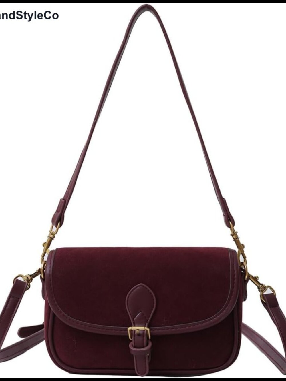 Faux Suede Crossbody Bag Small Satchel Purse Detachable Strap Everyday